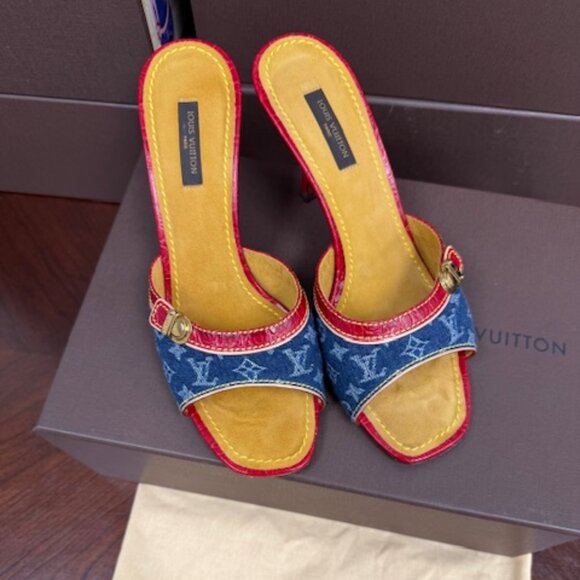 Louis Vuitton Denim Monogram Heels - Picture 2 of 3